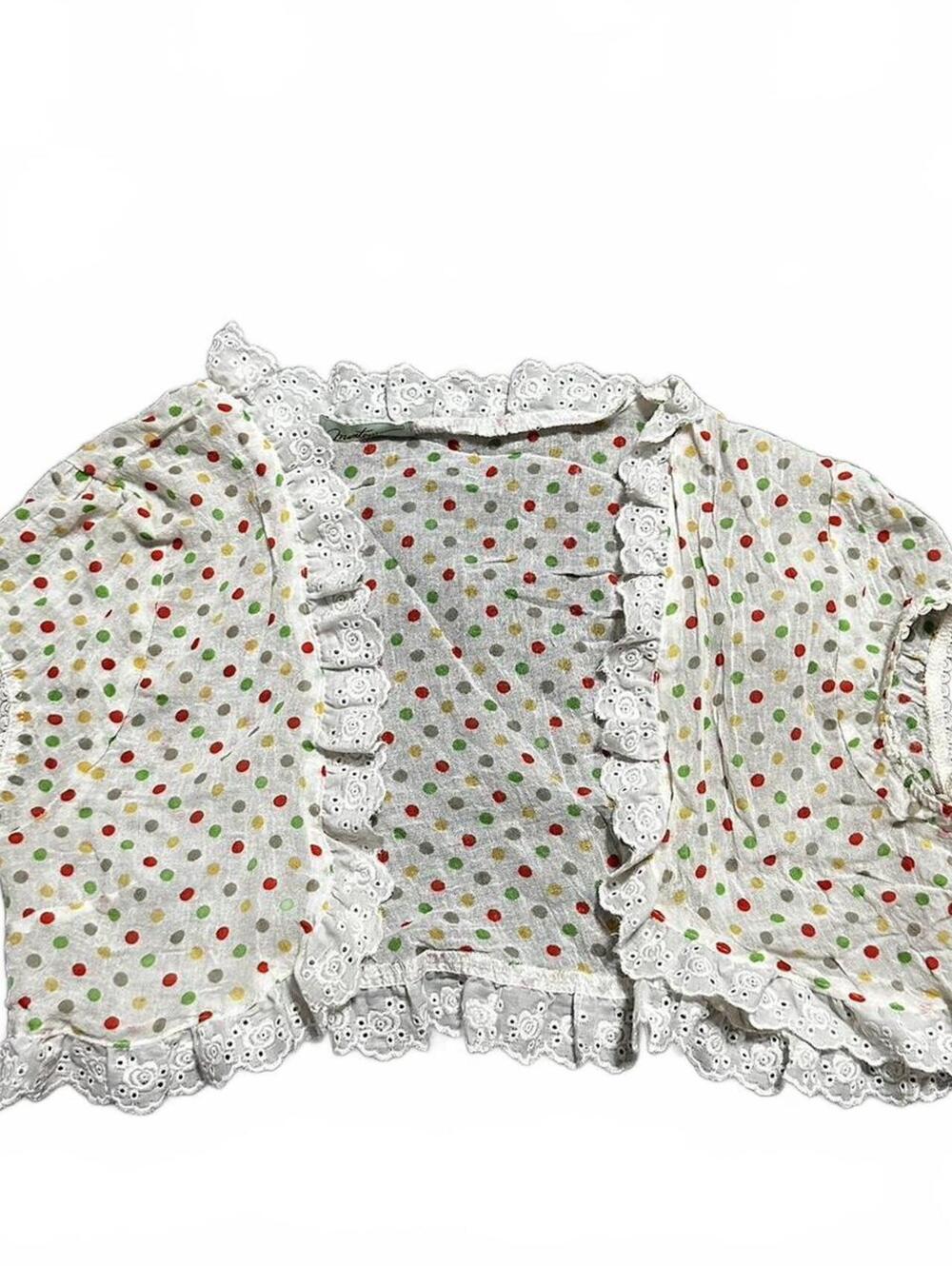 Monteau Y2K Cropped White Polka Dot Bolero Size M